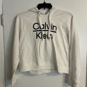 White Calvin Klein cropped hoodie
